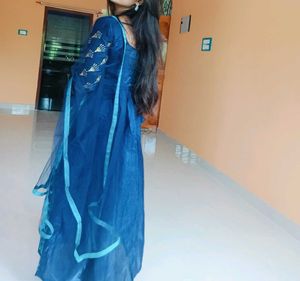 Elegant Blue Embroidered Anarkali