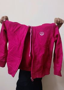 Girls Pink Hoodie Winter Jacket Full Sleeve