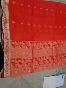 Very Fantastic And Gorgeous Orange Cotton Saari