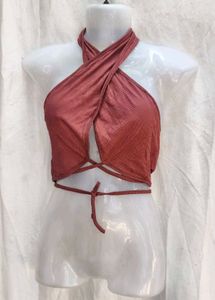 221611. Cute Rust Halter Top