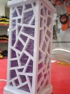 Geometric White &amp; Purple Accent Lamp