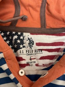 Us Polo Blue And White Hoodie For Men