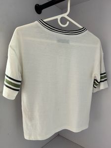 Striped Trim White Tee