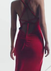 Red Backless Slit Dress