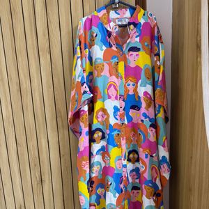 New Without Tag Print Kaftan Pocket Dress