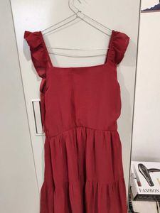 Burgundy Tiered Midi Dress