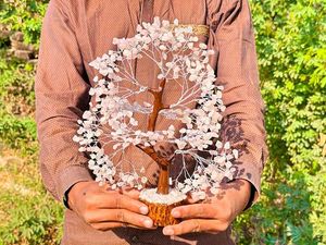 Natural Rose Quartz Gemstone Chips Tree