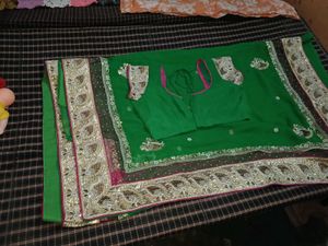 Green Embellished Saree