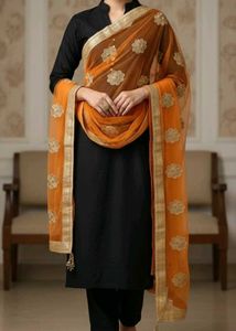 Orange Embroidered dupatta 🧡