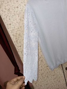 LOFT Sweater NWOT eyelet sleeves