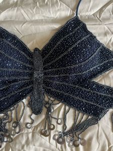 Blue Butterfly Tie-up top