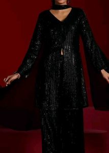 Black Sequin Kurta Set.