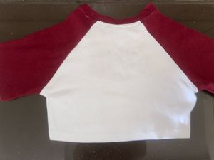 Maroon &amp; White Crop Top