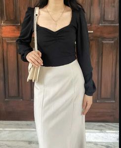 Korean Ruched Sweetheart Top