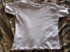 White Ruffle Trim Crop Top