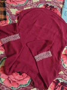 Maroon Top with Lace Detail