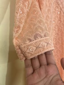 Embroidered Peach Kurti