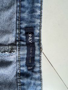 ONLY Denim Shorts with Lace Trim