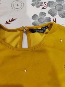 Mustard Top with Pearl Detail
