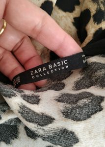 Zara Tan And Black Blouse