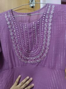 Lavender Embroidered Anarkali Kurti