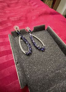 Drop Earrings - Blue And diamonds