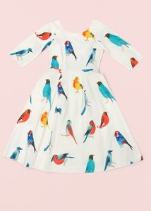 Bird Print Midi Dress