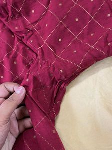 Maroon Printed Kurta