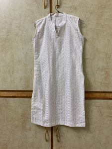 White Embroidered Kurti Sleeveless