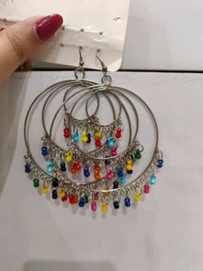 Colorful Beaded Hoop Earrings