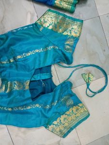 Blue Silk Saree with Blouse