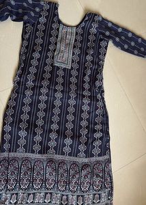 Navy Blue Printed Salwar Kameez Suit