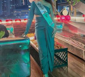 One Shoulder Satin Green Dress