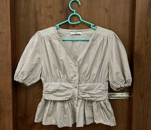 Cute Beige Peplum Top