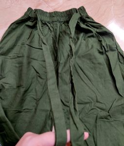 Olive Green Pant - Plazo