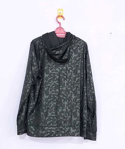 Black Camouflage Jacket With Hoodie