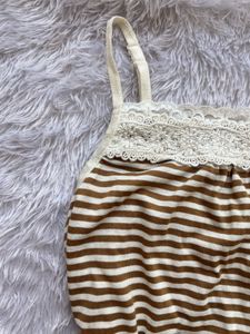 Brown And White Stripe Camisole