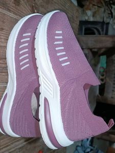 Mauve Knit Slip-On Shoes
