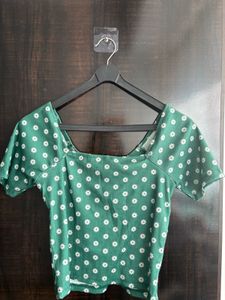 Floral Green Crop Top