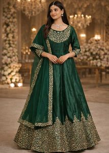 Elegant Green Embroidered Gown