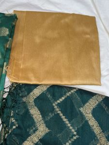 Green &amp; Gold Dress Material