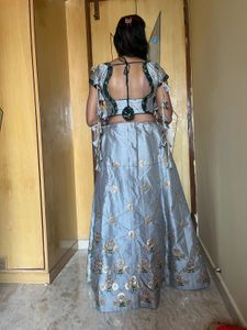 Silver Lehenga with Embroidery