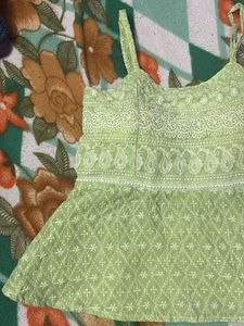 Green Embroidered Tank Top kurti to