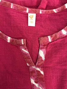 Maroon Cotton Kurta