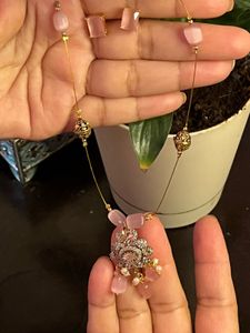 Emerald Green &amp; Light Pink Jewelry Set