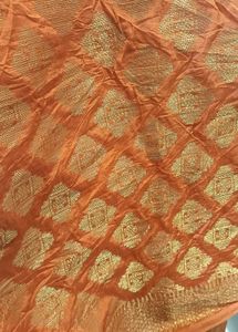 Orange &amp; Gold Woven Dupatta
