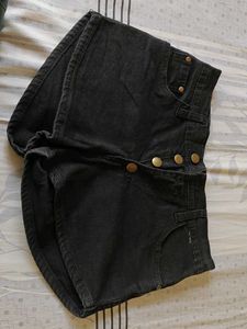 Black High Waisted Denim Shorts