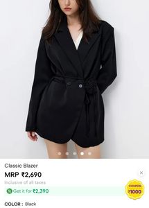 Long Sleeves Classic Blazer With Belt,Relaxed Fit