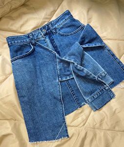Slit Denim Skirt