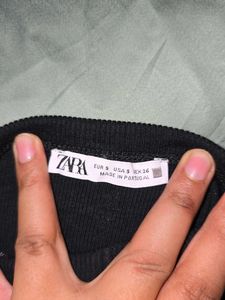 ZARA Black Halter Strechable Midi Dress